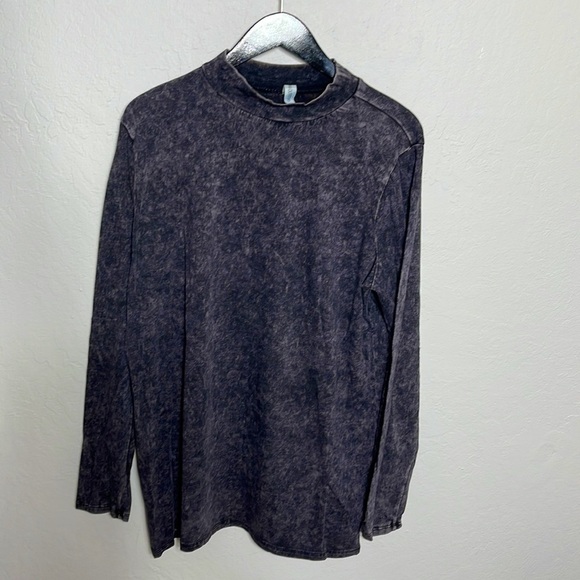 ZENANA Outfitters Mineral Wash Long Sleeve Purple Gray Mock Neck Shirt Size 3X - Picture 6 of 7